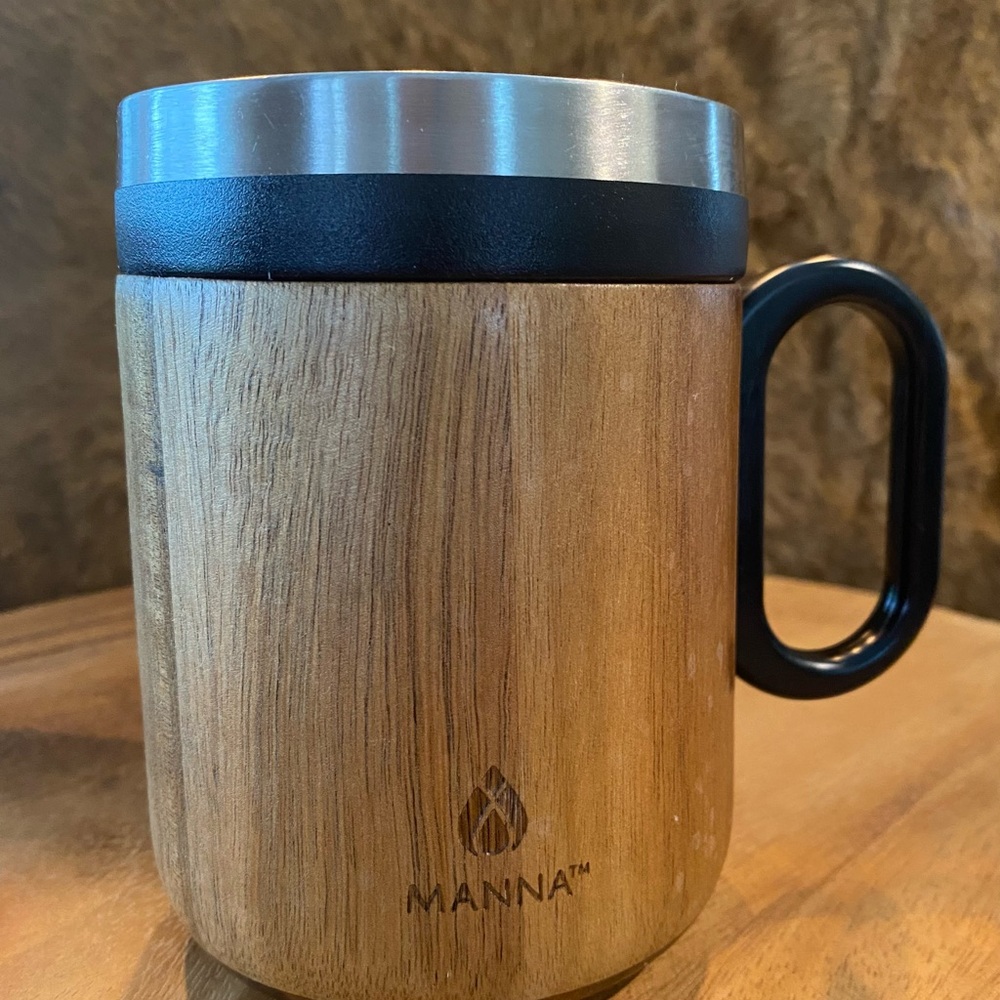 3 for$15 Manna Chalet Acacia Wood & Stainless Steel Lidded Travel Coffee Tea
Mug